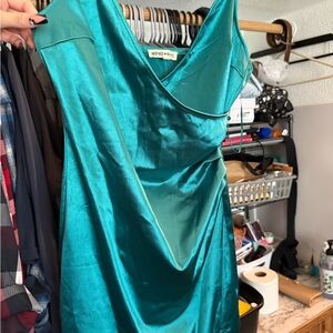 Inspired Hearts Shimmering Teal Mini Dress